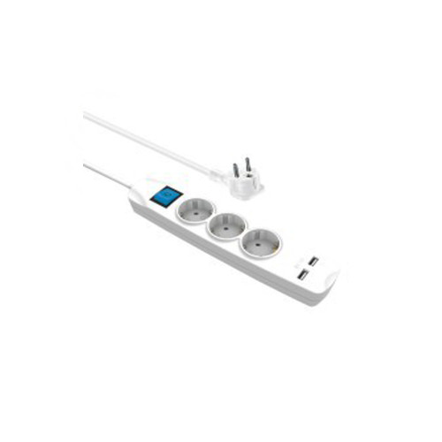 ΠΟΛΥΠΡΙΖΟ 3 ΘΕΣΕΩΝ + 2 USB ΥΠΟΔΟΧΕΣ ΛΕΥΚΟ
