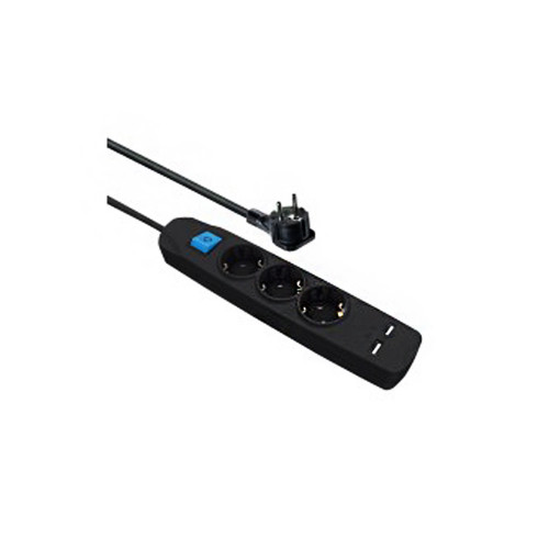 ΠΟΛΥΠΡΙΖΟ 3 ΘΕΣΕΩΝ + 2 USB  ΥΠΟΔΟΧΕΣ, ΜΑΥΡΟ